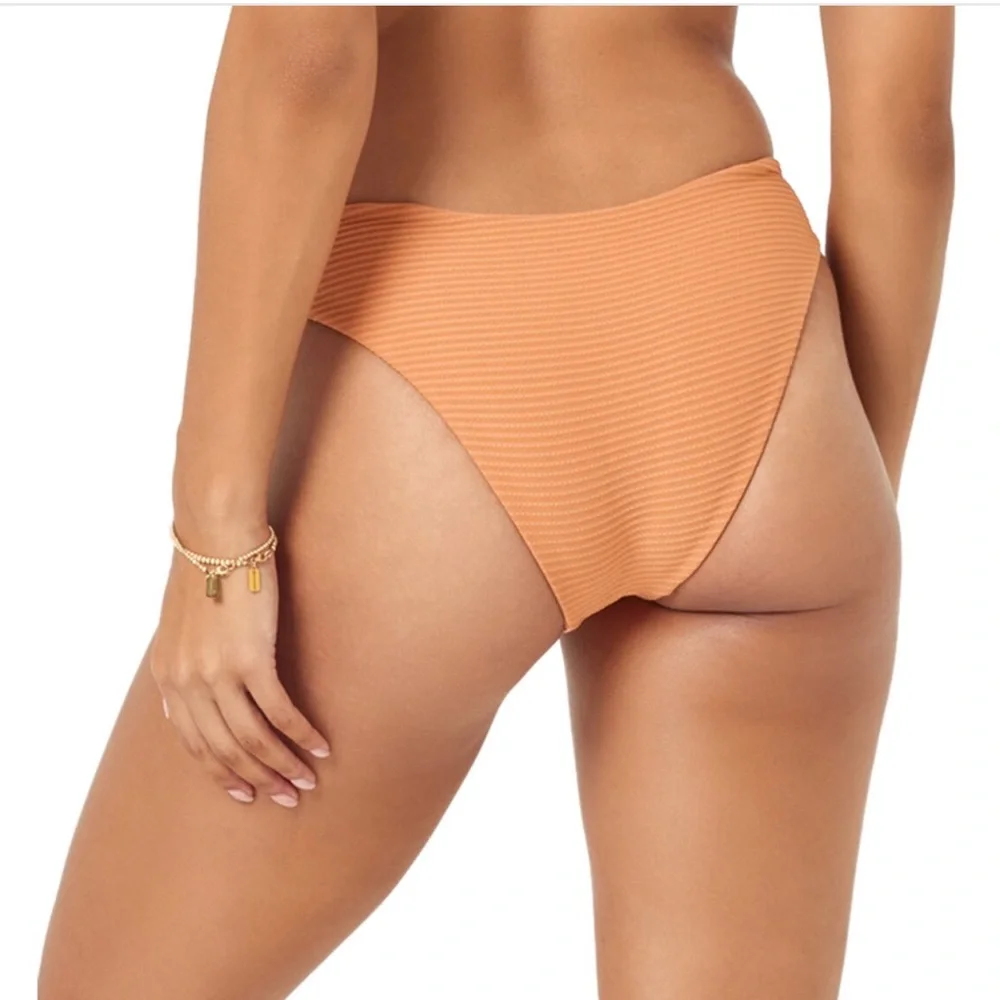 l*space Ribbed High Leg Bikini Bottoms in Peach